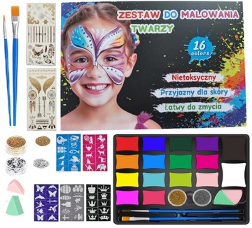 Farby Do Malowania Twarzy Dla Dzieci Tatuaze Zmywalne Szablony Zestaw 30 el