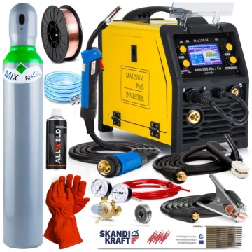 SPAWARKA INWERTOROWA INWERTER MAGNUM MIG 220 ALU/CU SYNERGIA MMA TIG 3W1