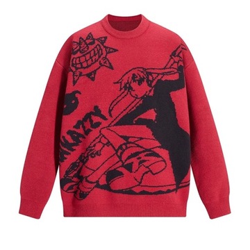 y2k Harajuku vintage cartoon anime knitted sweater