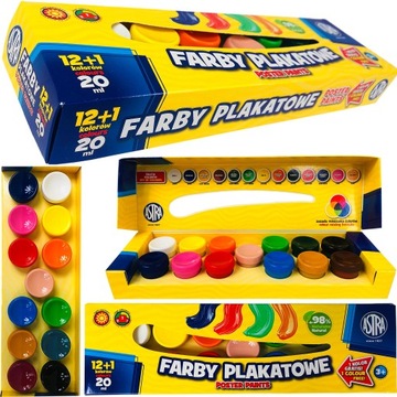 ASTRA FARBY 20ml PLAKATOWE 13 KOLORÓW 12+1 GRATIS