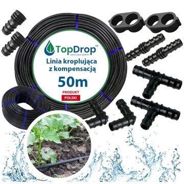 Linia Kroplująca Kompensacja 50m +10 Akcesoriów Wąż Kroplujący Kropelkowy