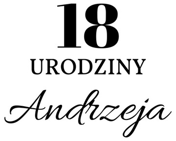 naklejka 18 urodziny Imię 45x35 na tablicę ściankę