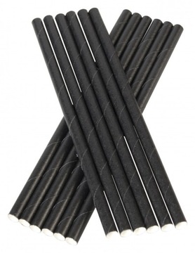 Słomki papierowe Jumbo 150x8 mm 500 szt. czarne