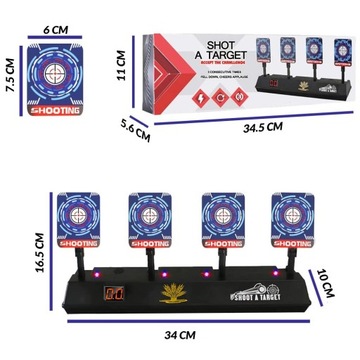 ЭЛЕКТРОННЫЙ ЩИТ 4 МИШЕНИ ДЛЯ НЕРФА + 30 СТРЕЛ