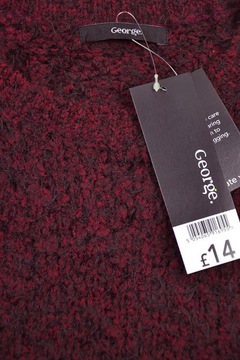 George Mięciutki Ciepły Burgundowy Sweterek Kobiecy Sweter Plus Size 48