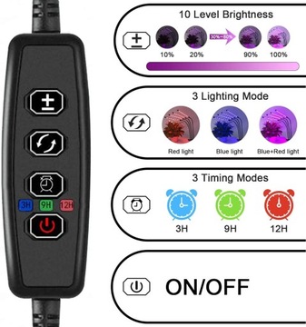 4 ЛАМПЫ ДЛЯ РОСТА РАСТЕНИЙ 80 УФ-СВЕТОДИОДОВ ТАЙМЕР ВЫРАЩИВАНИЯ КЛИП 3 РЕЖИМА