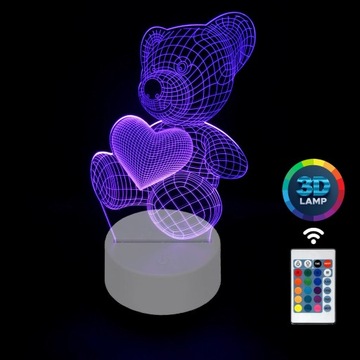 Lampka nocna Miś z sercem 3D LAMP LED