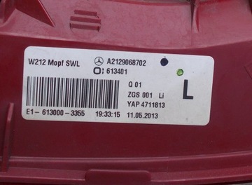 MERCEDES E TŘÍDA 212 W212 FACELIFT 2013-2016 SVĚTLO ZADNÍ LED LEVÝ SEDAN