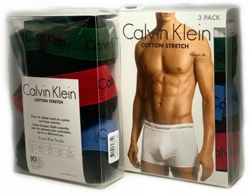 CALVIN KLEIN BOKSERKI MĘSKIE COTTON CZARNE ORYGINALNE 3PACK ZESTAW ROZM.L