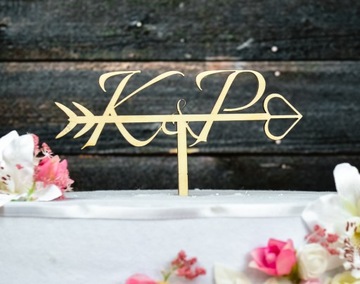 Topper TŚD-9-Inicjały Ślub Wesele Drewniany