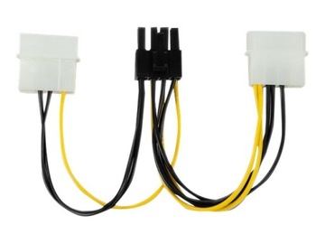 Кабель-адаптер питания Qoltec 2x MOLEX «мама»/PCI-E 8-контактный «папа», 15 см
