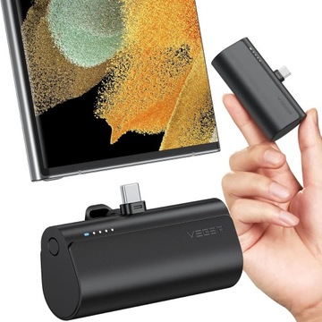POWER BANK VEGER 5000MAH Z USB-C DO IPHONE 15 PD 20W PLUGON-C