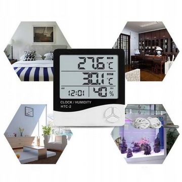 STACJA POGODOWA POGODY TERMOMETR HIGROMETR CZUJNIK SONDA ZEGAR BUDZIK METEO