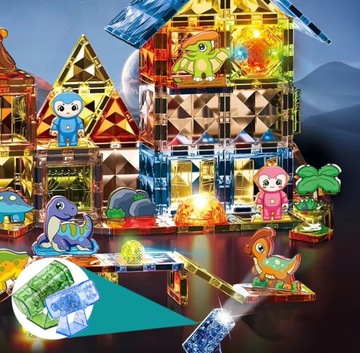 НАБОР МАГНИТНЫХ КОНСТРУКТОРОВ ДЛЯ ДЕТЕЙ, СВЕТЯЩИЕСЯ, 126 элементов