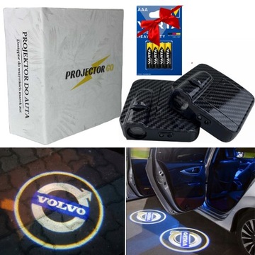 ZESTAW PROJEKTOR AKCESORIA LOGO HD DO AUTA DRZWI LED VOLVO + GRATIS BATERIE
