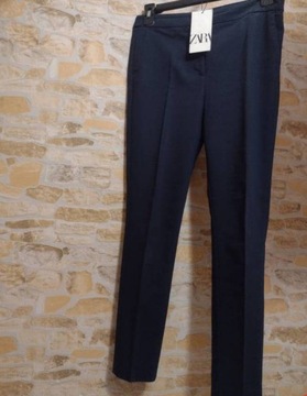 (40/L) ZARA/ Granatowe spodnie biznesowe z Madrytu