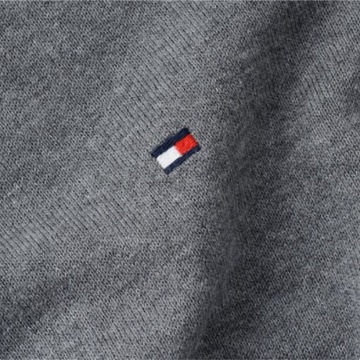 Klasyczny Męski Sweter Tommy Hilfiger V-neck Dekolt Serek Szary r. S