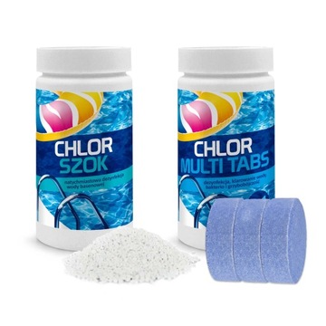 2w1 CHEMIA do BASENU CHLOR SZOK + TABLETKI 5x200g