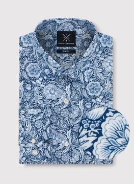 Granatowa casualowa koszula męska wzór kwiatów PAKO LORENTE L
