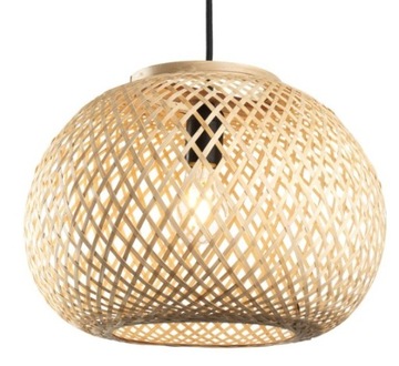 LAMPA WISZĄCA BAMBUSOWA SUFITOWA AŻUROWA PLECIONA ŻYRANDOL BOHO