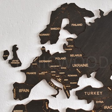 Деревянная карта мира на стене с булавками, 120 см