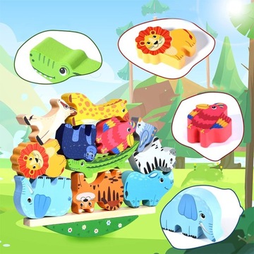 ИГРА «БАЛАНСА ЖИВОТНЫХ» ДЕРЕВЯННЫХ КРУГОВ МОНТЕССОРИ