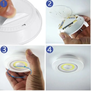 3x COB LAMP БЕСПРОВОДНАЯ САМОКЛЕЯЩАЯСЯ АККУМУЛЯТОРНАЯ ЛАМПА 2 РЕЖИМА + ДИСТАНЦИОННОЕ УПРАВЛЕНИЕ