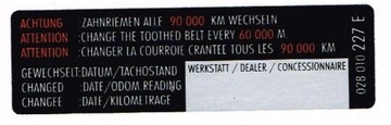 NAKLEJKA WYMIANA PASKA ROZRZĄDU 90000
