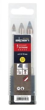 Сверла по стеклу, керамограниту, керамике, плитке, 6-10 мм, набор Alpen Keramo Extreme