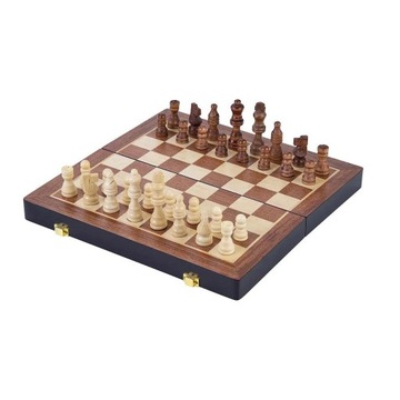 Szachy drewniane składane, Zestaw z drewna Jesionowego 38.5x38.5cm