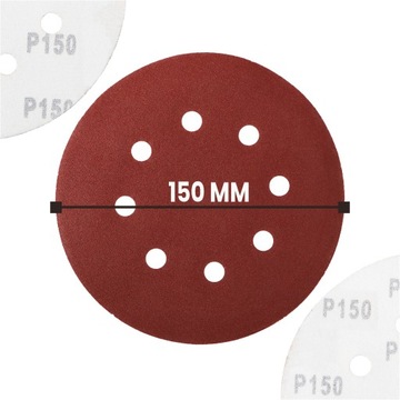 10 дисков для наждачной бумаги с отверстиями на липучке, 150 мм, диски P150, шлифовальный диск