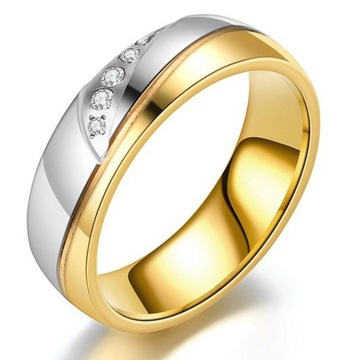 PIĘKNA OBRĄCZKA ŚLUBNA PIERŚCIONEK 316L STAL r.22