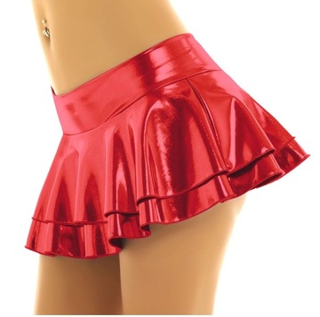 SEXY CZERWONA PLISOWANA MINI SPÓDNICZKA VINYL XXL