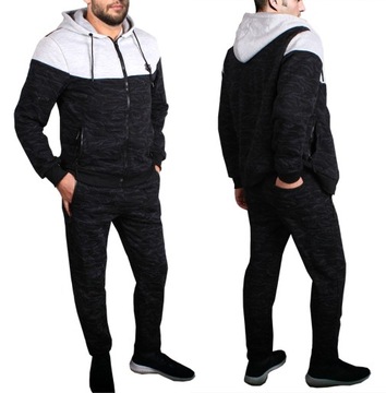 СПОРТИВНЫЙ КОСТЮМ мужской УТЕПЛЕННЫЙ, толстовка, КАПЮШОН, 2019, серый S