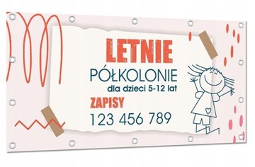 BANER REKLAMOWY 2x1m BANER Z WYDRUKIEM półkolonie dla dzieci kolonie WZORY