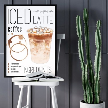 ПЛАКАТ-ИЗОБРАЖЕНИЕ ДЛЯ КУХНИ ГОСТИНОЙ КАФЕ РЕСТОРАН КОФЕ ЛАТТЕ 30Х40 А3