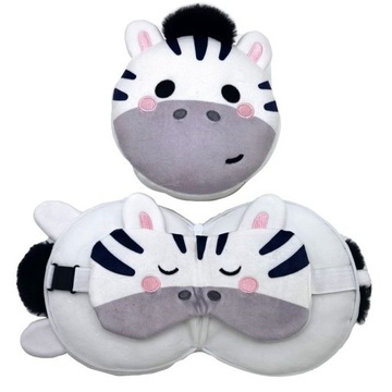 Pluszowa poduszka podróżna z opaską na oczy Relaxeazzz - ZEBRA