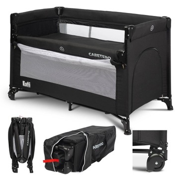 ŁÓŻECZKO TURYSTYCZNE DOSTAWNE DWUPOZIOMOWE OPUSZCZANY BOK MATERAC KÓŁKA