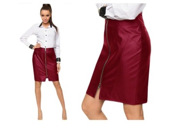BIZNESOWA MODNA SPÓDNICA SKÓRA DŁUGI SUWAK Roz.50