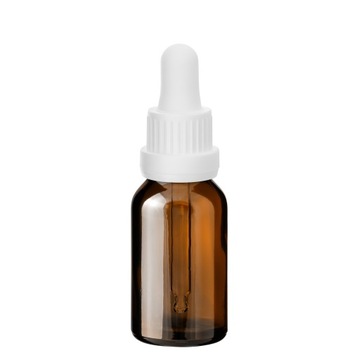 Butelka szklana brązowa 15 ml z pipetą białą 5 sztuk