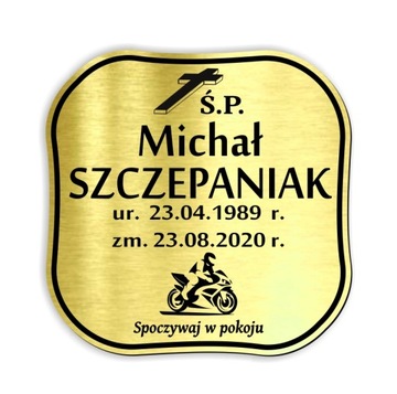 Табличка могильный крест Надгробие 20х20 МОТОЦИКЛИСТ