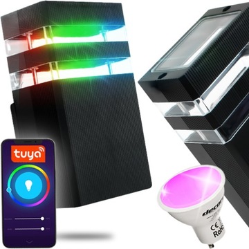 ZEWNĘTRZNY KINKIET NA BALKON LAMPA NA ELEWACJĘ DOMU KOLOROWE ŻARÓWKI RGB