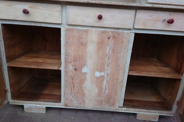 Антикварный деревянный кухонный сервант, старый ПРЛ, дизайн арт-деко