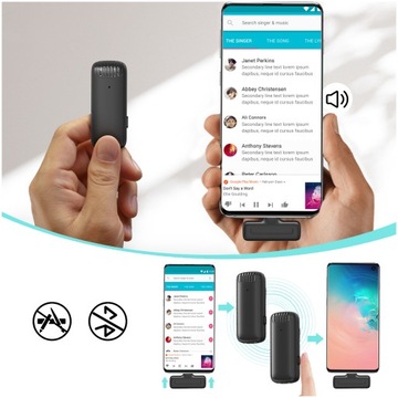 2 беспроводных микрофона USB-C для Android-смартфона