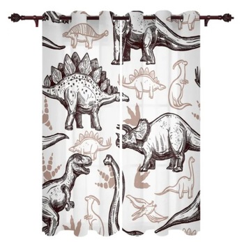 KOMPLET GOTOWE ZASŁONY KÓŁKA DINOZAURY 135X160 DEKOR model 7