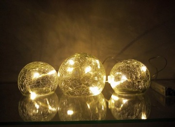 SZKLANE KULE LED 3 SZTUKI TRANSPARENTNE