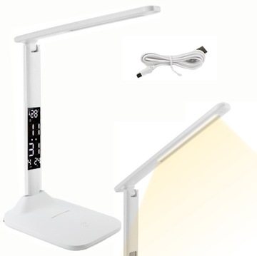 Lampka BIURKOWA LED 5W ŚCIEMNIALNA Zegar Termometr