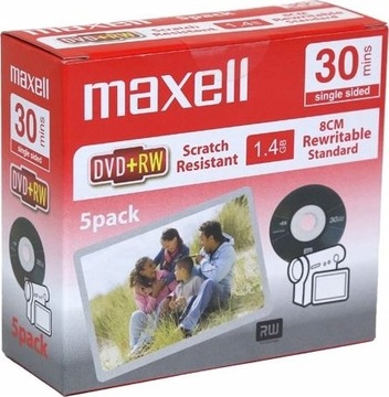 Płyty do kamer MAXELL Mini DVD+RW 8cm 1,4GB 5 szt