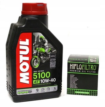 Olej Motul 5100 10W40 1L + Filtr Oleju Hiflo HF303 4T Honda Kawasaki Yamaha