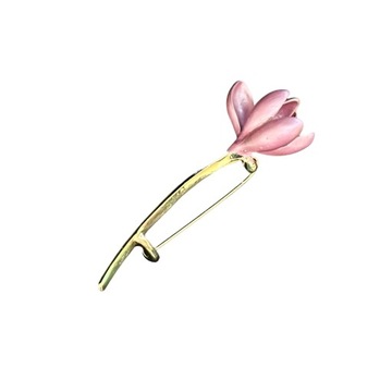 Mała Broszka Pin Przypinka emalia Kwiat lotosu różowy /2796